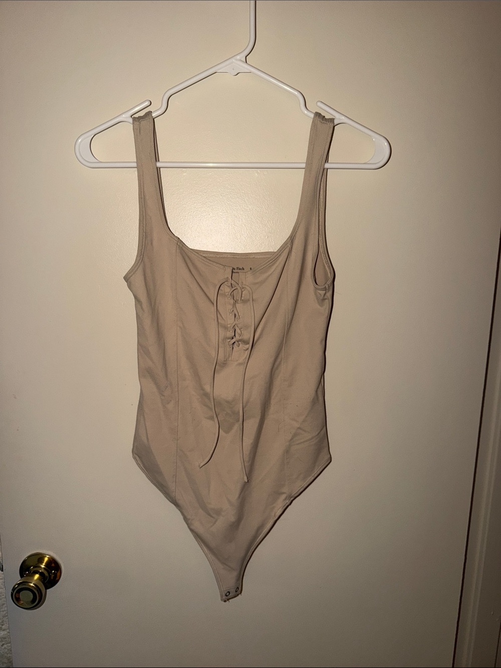 Abercrombie & Fitch Beige Lace-Up Sleeveless One-Piece Bodysuit